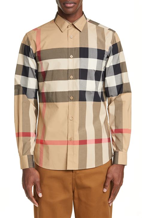 burberry check shirt navy|Burberry men's button up shirt.